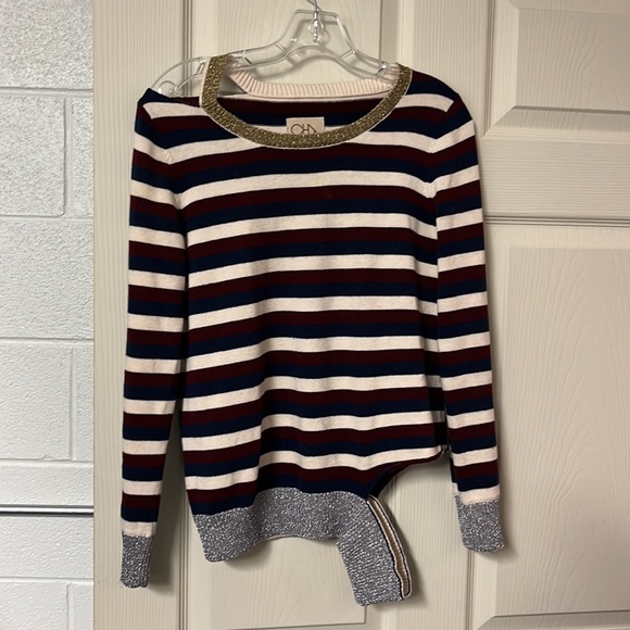 Chaser deconstructed stripes sweater with metallic trim - Picture 5 of 8